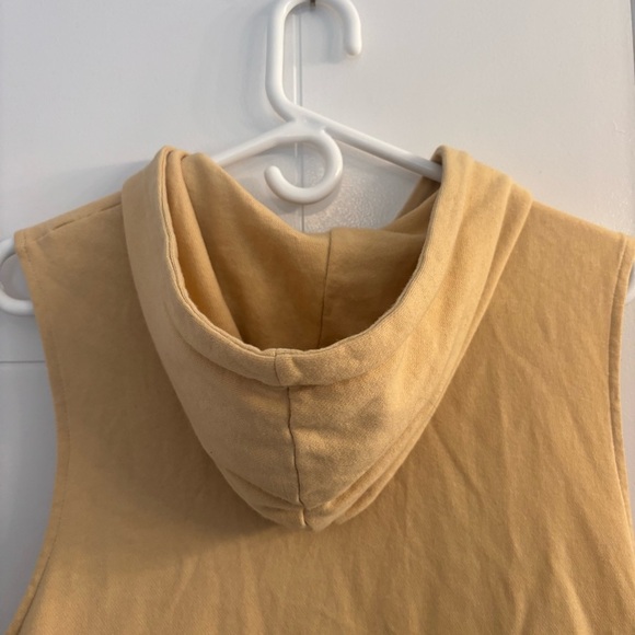 Harley-Davidson Sleeveless Zip Hoodie Vest Yellow Mustard Size Large Y2K Biker - Picture 7 of 7